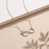 0.25 Ct Round Cut Lab Grown Diamond Infinity Butterfly Necklace for Women White