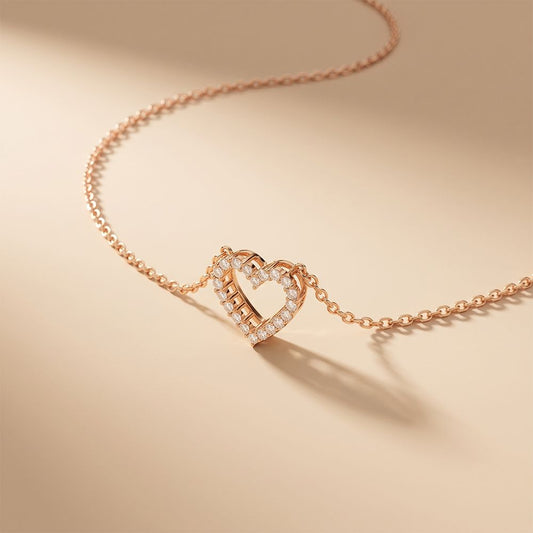 0.25 Ct Round Cut Lab Grown Diamond Heart Pendant Necklace Rose Gold