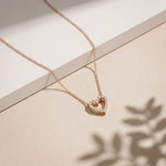 0.25 Ct Round Cut Lab Grown Diamond Heart Pendant Necklace Rose Gold