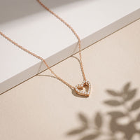 0.25 Ct Round Cut Lab Grown Diamond Heart Pendant Necklace Rose Gold