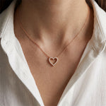 0.25 Ct Round Cut Lab Grown Diamond Heart Pendant Necklace Rose Gold