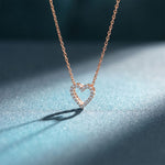 0.25 Ct Round Cut Lab Grown Diamond Heart Pendant Necklace Rose Gold