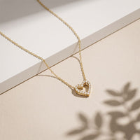 0.25 Ct Round Cut Lab Grown Diamond Heart Pendant Necklace Gold