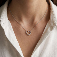 0.25 Ct Round Cut Lab Grown Diamond Heart Pendant Necklace White