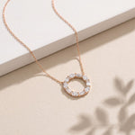 3 Ct Emerald & Oval Cut Lab Grown Diamond Open Circle Pendant Necklace Rose Gold