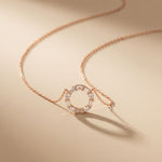 3 Ct Emerald & Oval Cut Lab Grown Diamond Open Circle Pendant Necklace Rose Gold