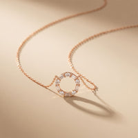 3 Ct Emerald & Oval Cut Lab Grown Diamond Open Circle Pendant Necklace Rose Gold