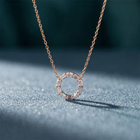 3 Ct Emerald & Oval Cut Lab Grown Diamond Open Circle Pendant Necklace Rose Gold