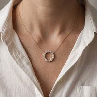 3 Ct Emerald & Oval Cut Lab Grown Diamond Open Circle Pendant Necklace Gold