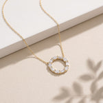 3 Ct Emerald & Oval Cut Lab Grown Diamond Open Circle Pendant Necklace Gold