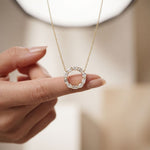 3 Ct Emerald & Oval Cut Lab Grown Diamond Open Circle Pendant Necklace Gold