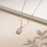 3.80 Ct Cushion Cut Lab Grown Diamond Pavé Frame Pendant Necklace Rose Gold