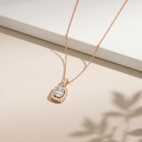 3.80 Ct Cushion Cut Lab Grown Diamond Pavé Frame Pendant Necklace Rose Gold