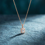3.80 Ct Cushion Cut Lab Grown Diamond Pavé Frame Pendant Necklace Rose Gold