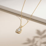 3.80 Ct Cushion Cut Lab Grown Diamond Pavé Frame Pendant Necklace Gold
