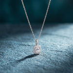 3.80 Ct Cushion Cut Lab Grown Diamond Pavé Frame Pendant Necklace White