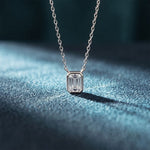 1.50 Ct Emerald Cut Lab Grown Diamond Bezel Pendant Necklace White