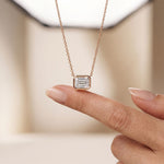 2.50 Ct Emerald Cut Lab Grown Diamond Bezel Pendant Necklace Rose Gold