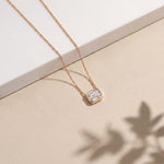 2.50 Ct Emerald Cut Lab Grown Diamond Bezel Pendant Necklace Rose Gold