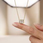 2.50 Ct Emerald Cut Lab Grown Diamond Bezel Pendant Necklace Gold