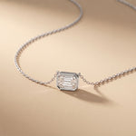 2.50 Ct Emerald Cut Lab Grown Diamond Bezel Pendant Necklace White