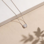 2.50 Ct Emerald Cut Lab Grown Diamond Bezel Pendant Necklace White