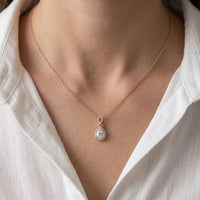 4.20CTW Pear Cut Lab Grown Diamond Infinity Halo Pendant Necklace Rose Gold