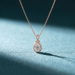 4.20CTW Pear Cut Lab Grown Diamond Infinity Halo Pendant Necklace Rose Gold