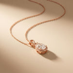 4.20CTW Pear Cut Lab Grown Diamond Infinity Halo Pendant Necklace Rose Gold