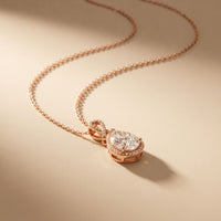 4.20CTW Pear Cut Lab Grown Diamond Infinity Halo Pendant Necklace Rose Gold