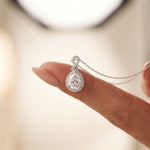 4.20CTW Pear Cut Lab Grown Diamond Infinity Halo Pendant Necklace White