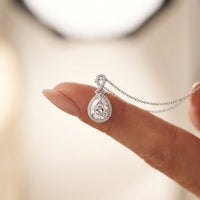 4.20CTW Pear Cut Lab Grown Diamond Infinity Halo Pendant Necklace White