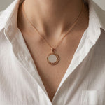 1.15CTW Round Pave Lab Grown Diamond Geometric Medallion Pendant for Women Rose Gold