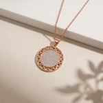 1.15CTW Round Pave Lab Grown Diamond Geometric Medallion Pendant for Women Rose Gold