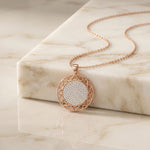 1.15CTW Round Pave Lab Grown Diamond Geometric Medallion Pendant for Women Rose Gold