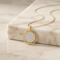 1.15CTW Round Pave Lab Grown Diamond Geometric Medallion Pendant for Women Gold