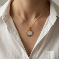 1.15CTW Round Pave Lab Grown Diamond Geometric Medallion Pendant for Women Gold