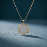 1.15CTW Round Pave Lab Grown Diamond Geometric Medallion Pendant for Women Gold
