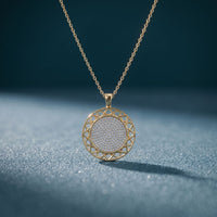 1.15CTW Round Pave Lab Grown Diamond Geometric Medallion Pendant for Women Gold