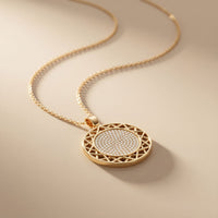 1.15CTW Round Pave Lab Grown Diamond Geometric Medallion Pendant for Women Gold