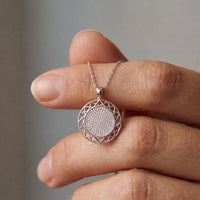 1.15CTW Round Pave Lab Grown Diamond Geometric Medallion Pendant for Women White
