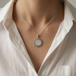 1.15CTW Round Pave Lab Grown Diamond Geometric Medallion Pendant for Women White