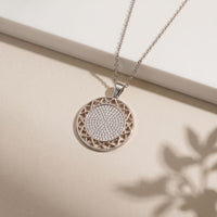 1.15CTW Round Pave Lab Grown Diamond Geometric Medallion Pendant for Women White