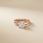 2 CTW Cushion Cut Lab Grown Diamond Engagement Ring, Twin Shank Rose Gold