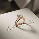 2 CTW Cushion Cut Lab Grown Diamond Engagement Ring, Twin Shank Rose Gold