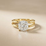 2 CTW Cushion Cut Lab Grown Diamond Engagement Ring, Twin Shank Gold
