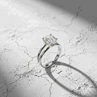 2 CTW Cushion Cut Lab Grown Diamond Engagement Ring, Twin Shank White
