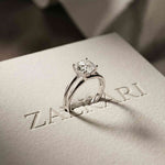 2 CTW Cushion Cut Lab Grown Diamond Engagement Ring, Twin Shank White