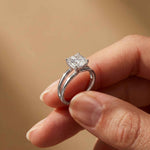 2 CTW Cushion Cut Lab Grown Diamond Engagement Ring, Twin Shank White