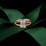 2 CTW Emerald Cut Lab Grown Diamond Engagement Ring, Twin Shank Rose Gold